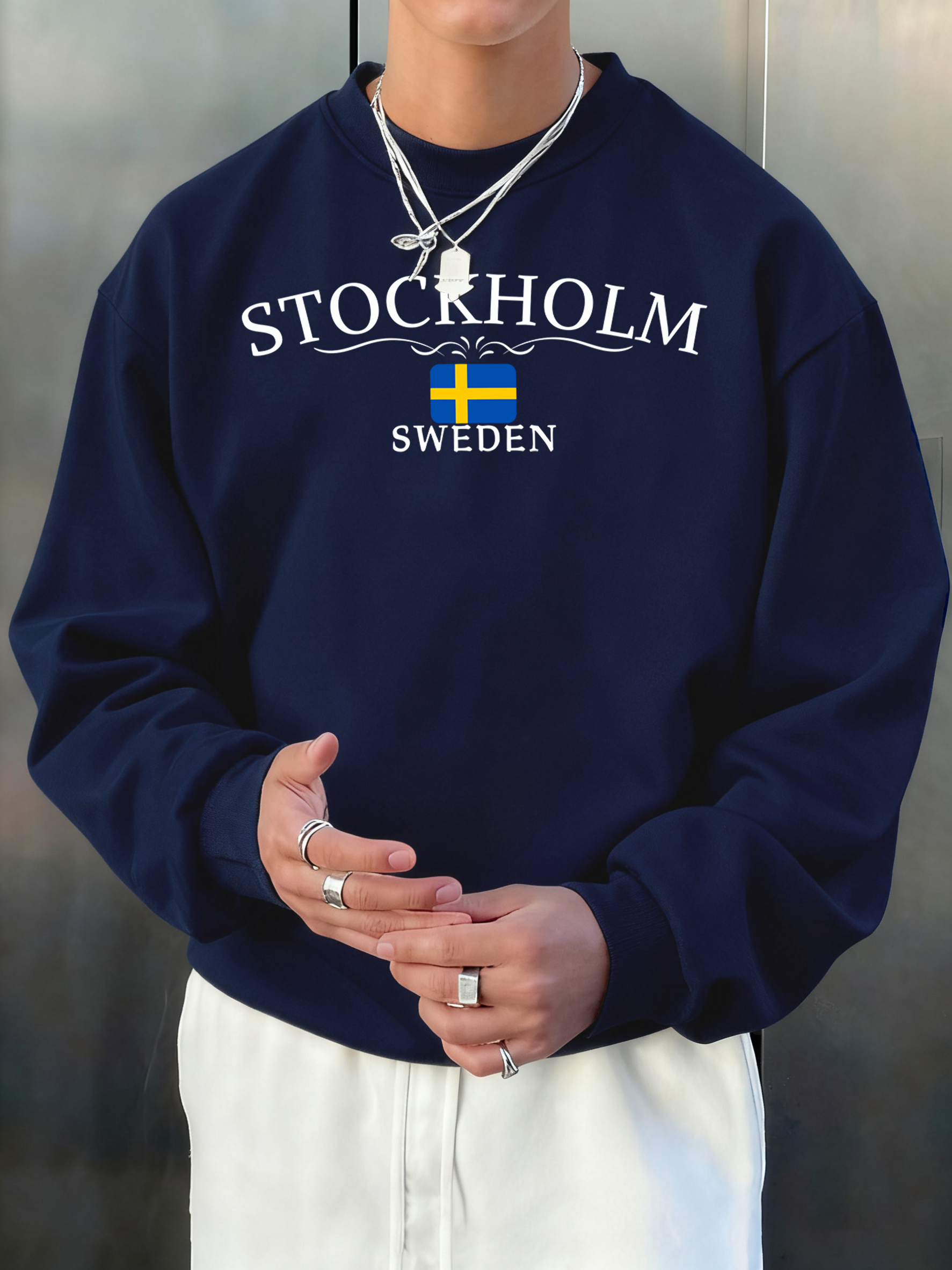 Winter Clothing English - Stockholm Sweden Letter Print Mens Casual