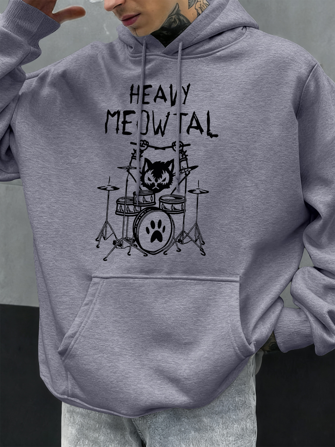 Winter Clothing English - Heavy Meowtal Cats Playing Drums Funny