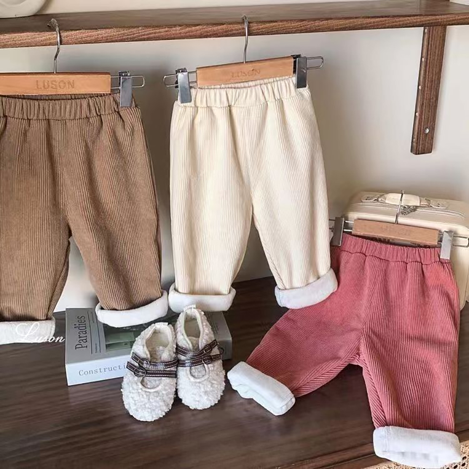 Winter Clothing List - Baby Kids Corduroy Pants Children Fleece-Lined