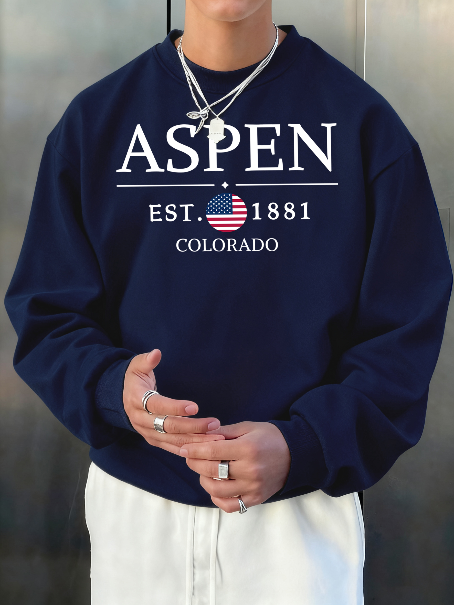 Winter Clothing English - Aspen Colorado Est 1881 Print Sweatshirt