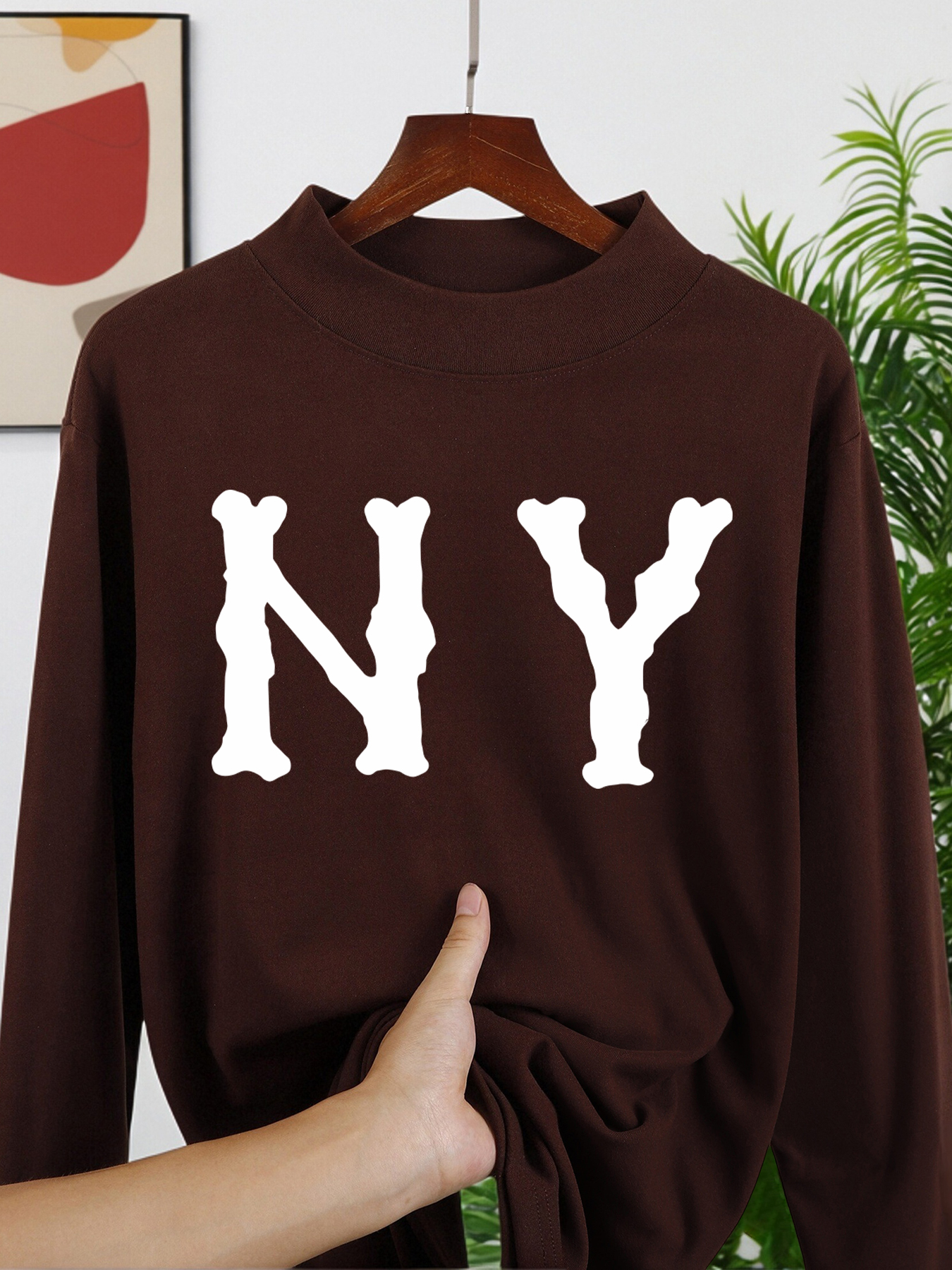 Letter N And Y Print Men'S Lon – Winter Clothing English Bewertung und Preis