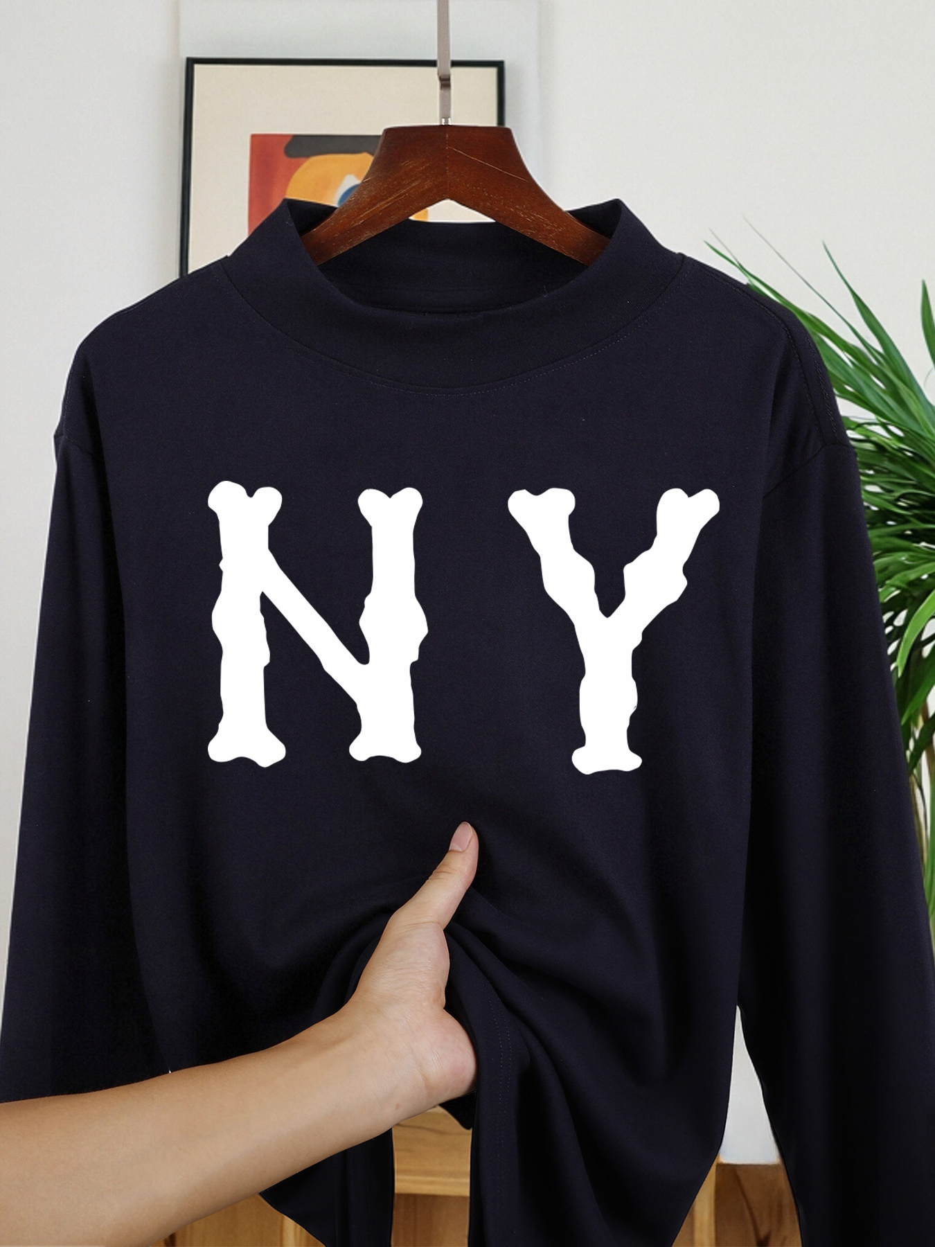 Letter N And Y Print Men'S Lon – Winter Clothing English Bewertung und Preis