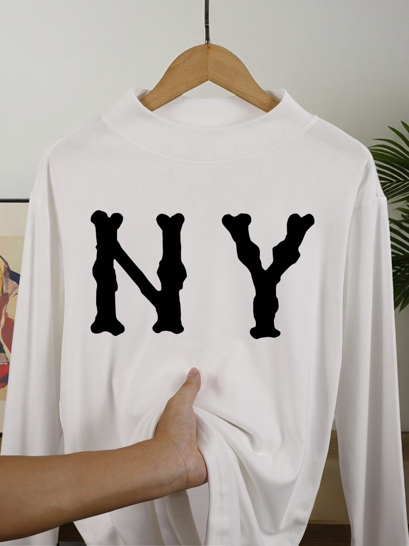 Letter N And Y Print Men'S Lon – Winter Clothing English Bewertung und Preis